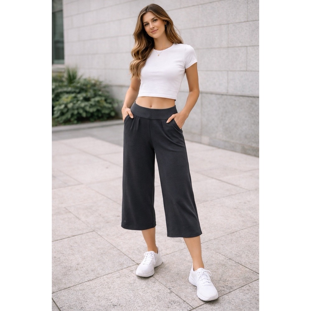 Lululemon Wide Leg Pants Womens 4 Gray Can You Feel The Pleat Crop‎ Lounge